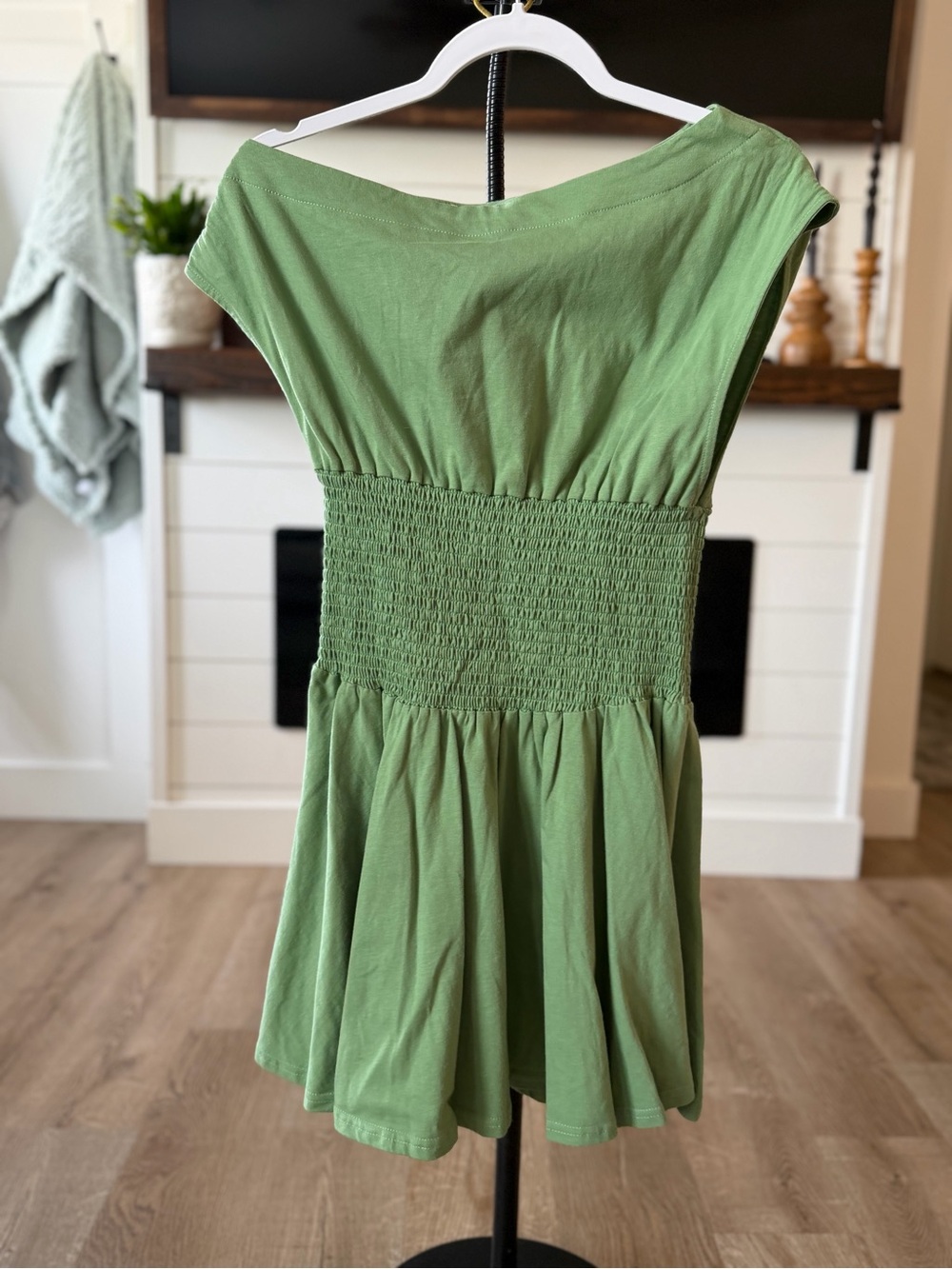 Altar'd State Olive Green Smocked Waist Mini Dress - Picture 2 of 2
